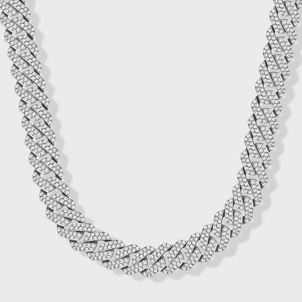ICED PRONG CUBAN CHAIN (SILVER) - 10MM