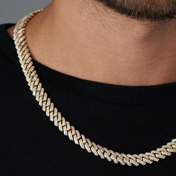 ICED PRONG CUBAN CHAIN (GOLD) - 10MM