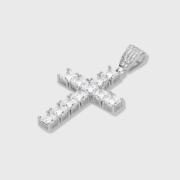 CROSS PENDANT - PRINCESS DIAMOND CUT (SILVER)