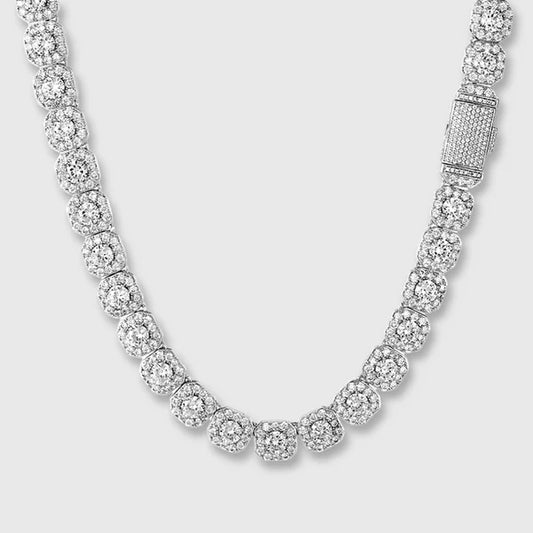 CLUSTERED TENNIS CHAIN (SILVER) - 8MM