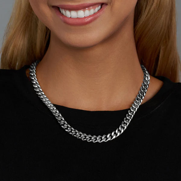 WOMEN'S CUBAN CHAIN (SILVER) - 8MM