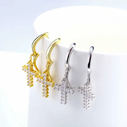 WOMEN CROSS EARRINGS (GOLD)