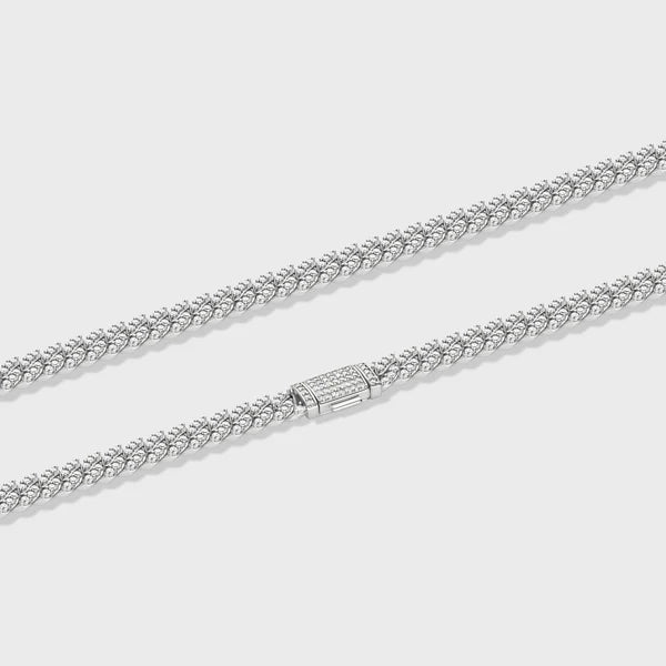 WOMEN'S ICED CUBAN CHAIN (SILVER) - 8MM