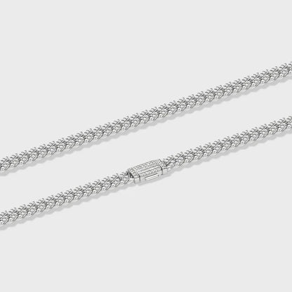 WOMEN'S ICED CUBAN CHAIN (SILVER) - 8MM