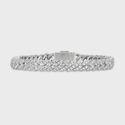 WOMEN'S ICED CUBAN BRACELET (SILVER) - 8MM