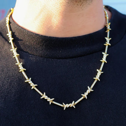 ICED BARBED WIRE CHAIN (GOLD) - 6MM