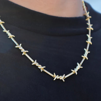 ICED BARBED WIRE CHAIN (GOLD) - 6MM