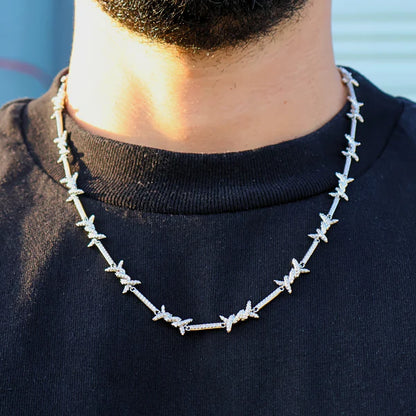 ICED BARBED WIRE CHAIN (SILVER) - 6MM