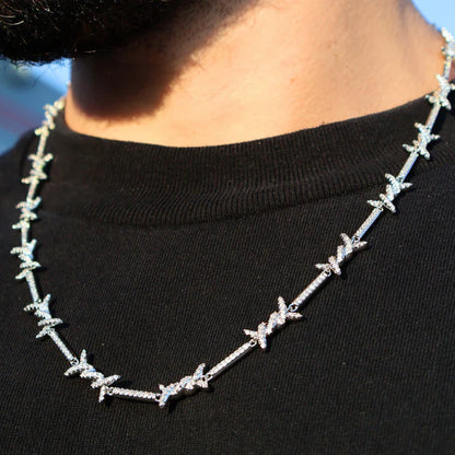 ICED BARBED WIRE CHAIN (SILVER) - 6MM