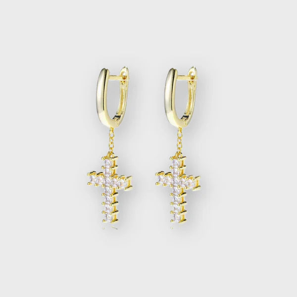 WOMEN CROSS EARRINGS (GOLD)