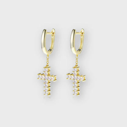 WOMEN CROSS EARRINGS (GOLD)