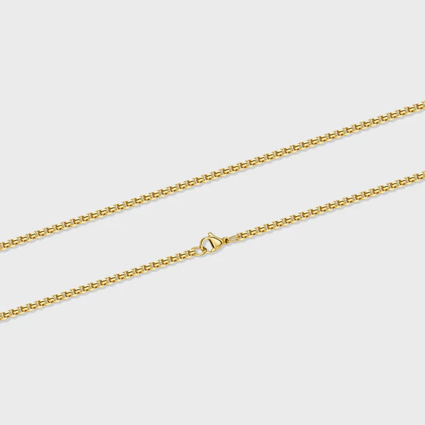 WOMEN'S ROUND BOX CHAIN (GOLD) - 3MM