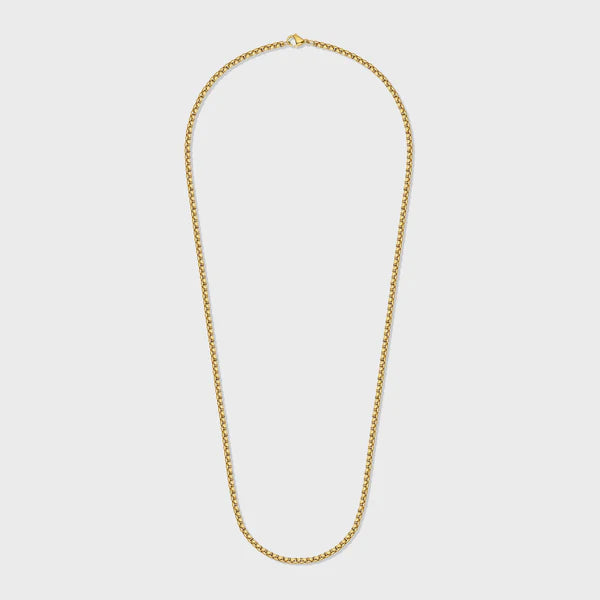 WOMEN'S ROUND BOX CHAIN (GOLD) - 3MM