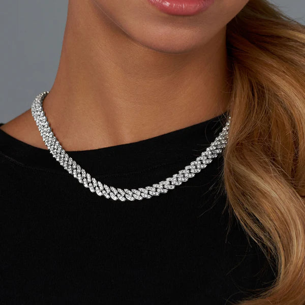 WOMEN'S ICED CUBAN CHAIN (SILVER) - 8MM