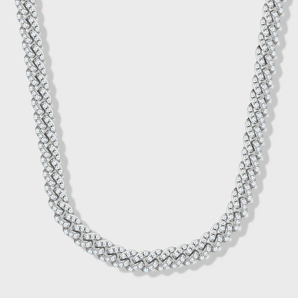 WOMEN'S ICED CUBAN CHAIN (SILVER) - 8MM