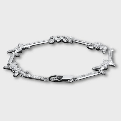 ICED BARBED WIRE BRACELET (SILVER) - 6MM